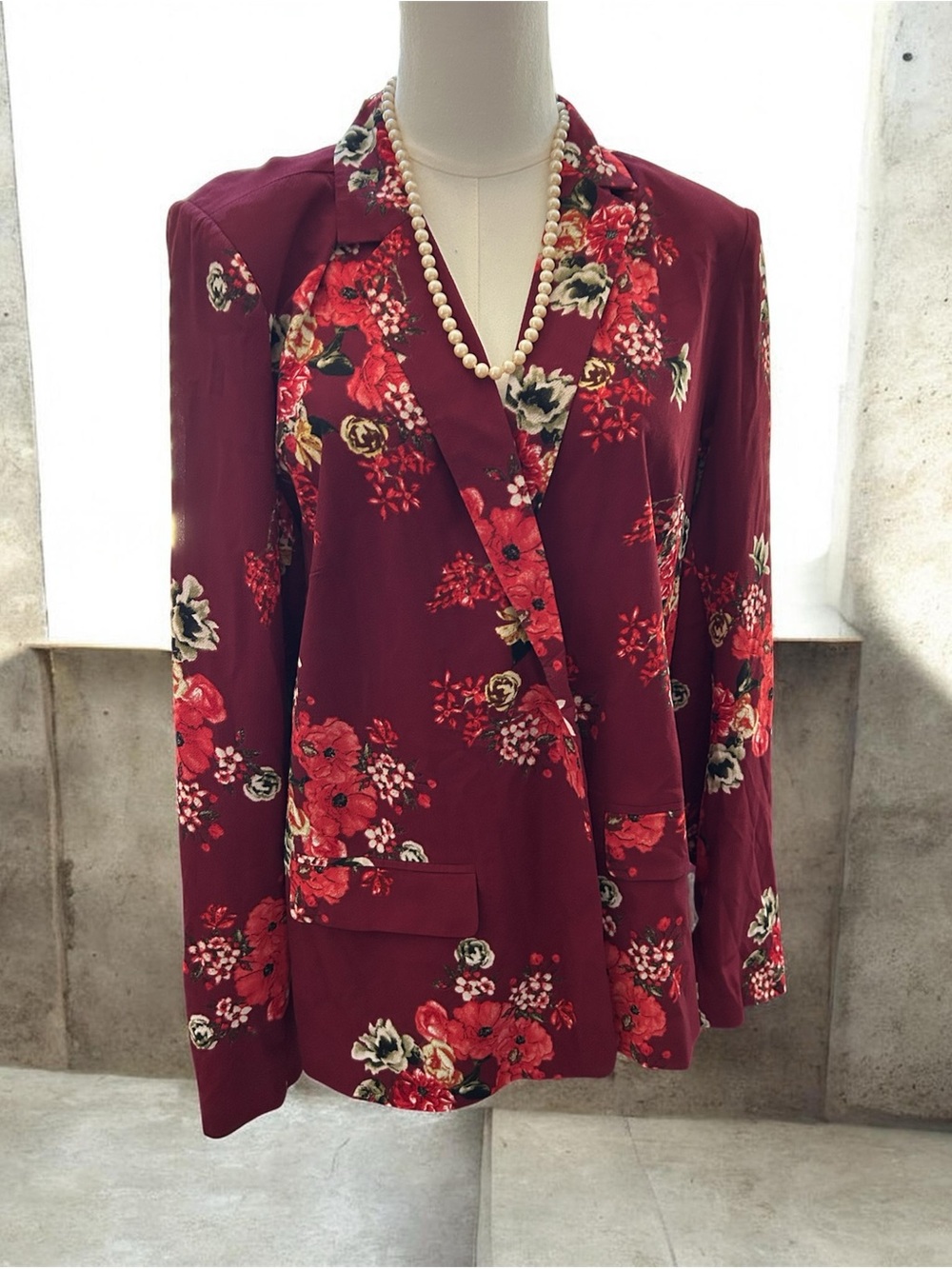 Dr2 Floral Burgundy Blazer